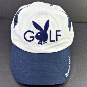 Playboy Bunny Golf Blue White Limited Ed Baseball Hat Hook Loop Unisex Adjust